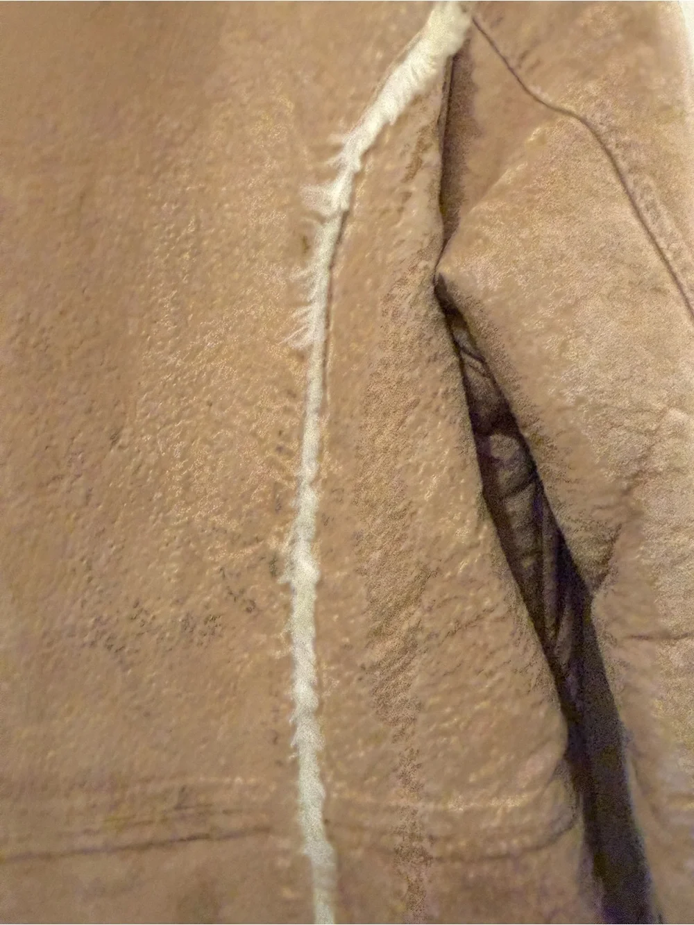 Vintage Steve Madden Genuine Leather Shearling Coat Tan Small
